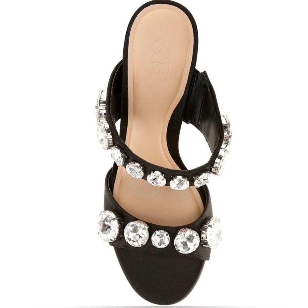 Gianni Bini News-Flash Velvet Jewel Ornament Dress Slide Sandals size‎ 9.5 black